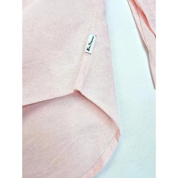 Ben Sherman Stretch Size XL Men Light Powder Pink Logo Tag Button Down Shirt NWT - Picture 8 of 12